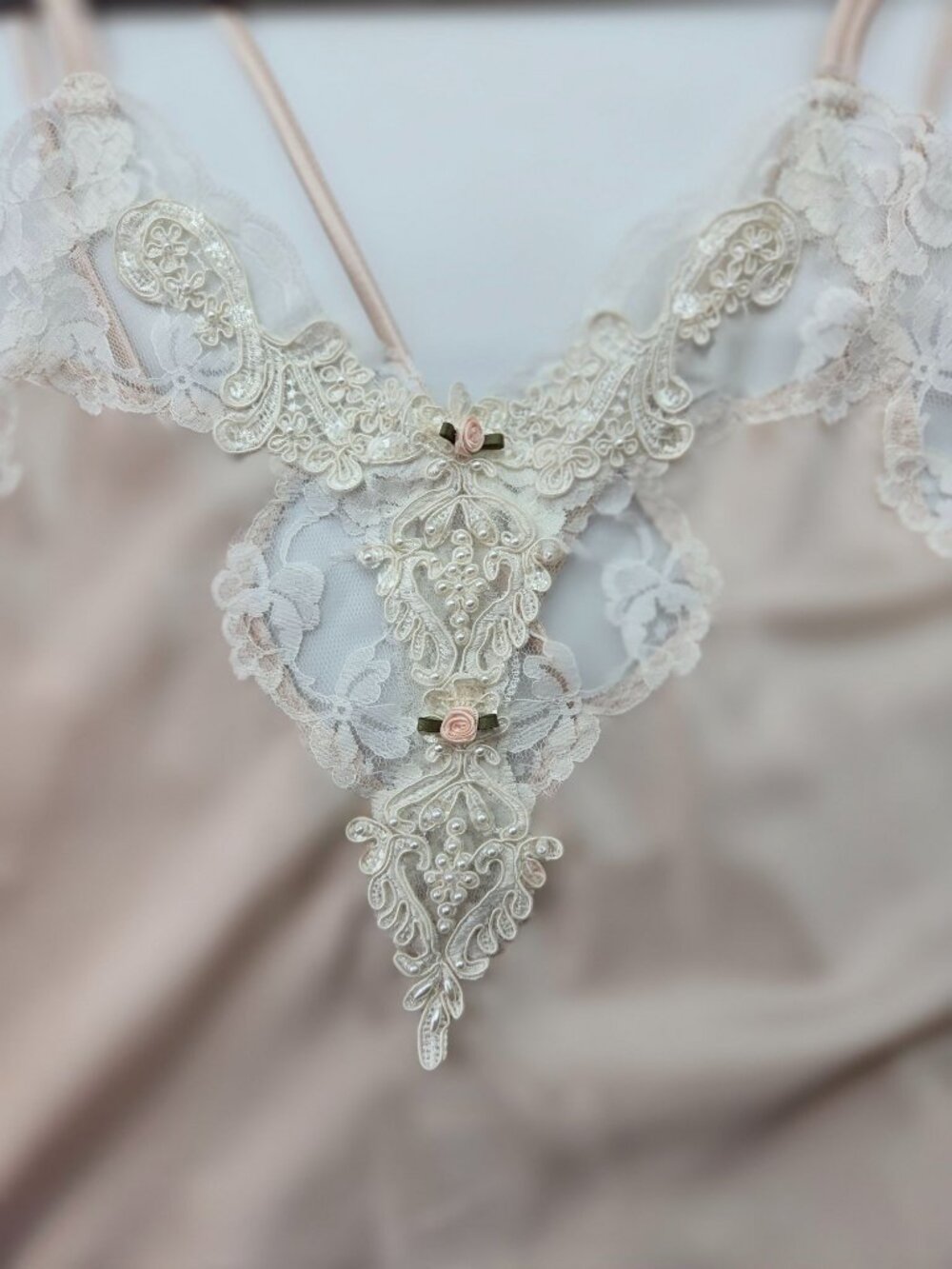 VTG California Dynasty XS-S Pink Satin Lace Midi Slip Dress MadeUSA Whimsy Fairy - Picture 9 of 16